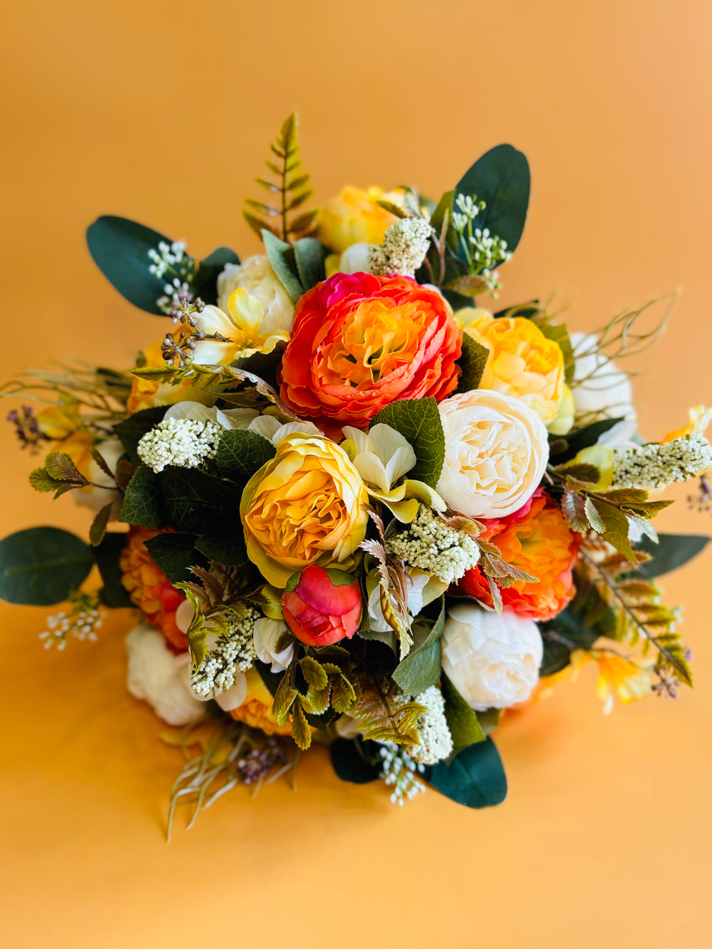 Orange Artificial Floral Grave Tribute - Long Lasting