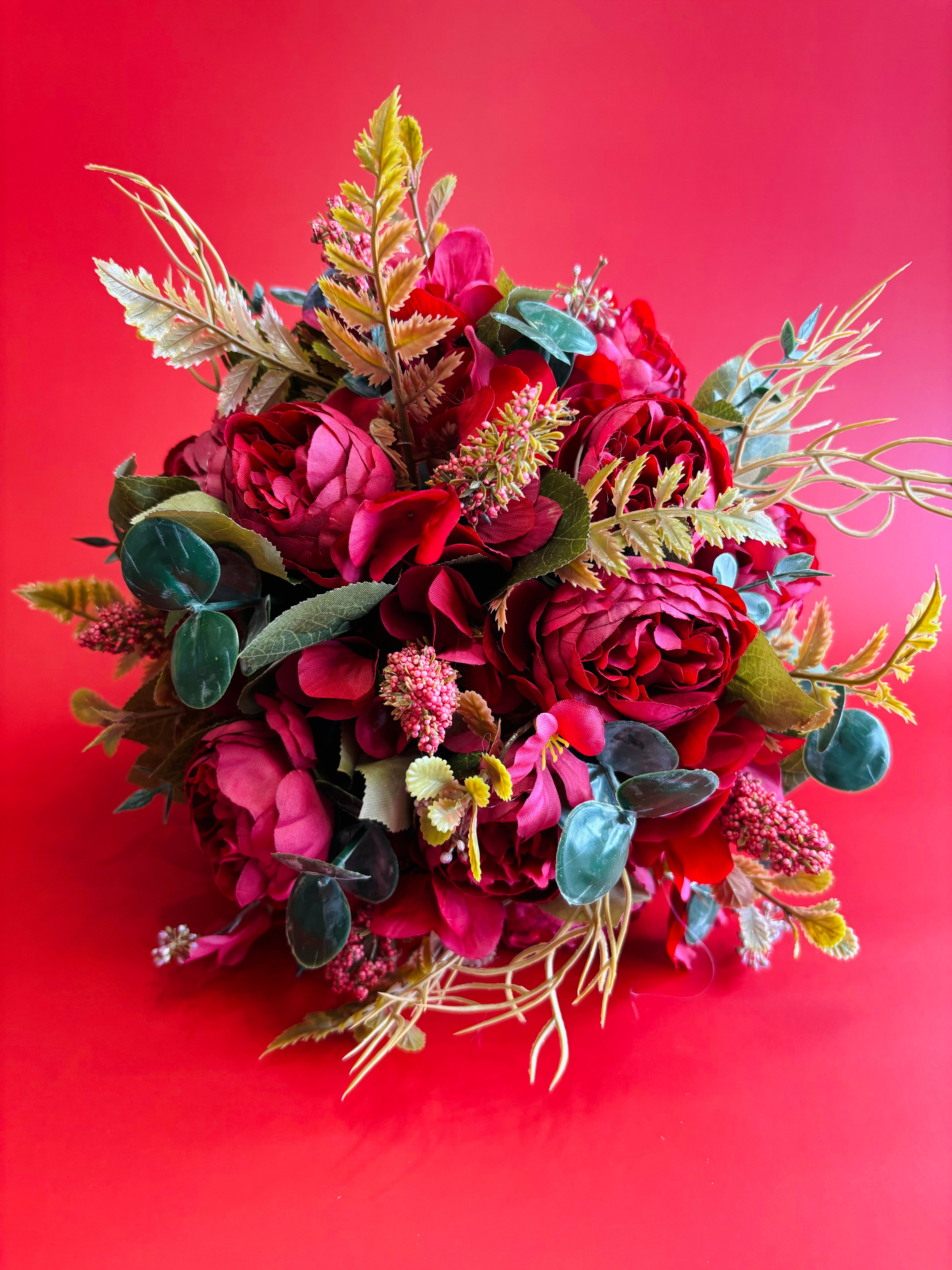 Red Artificial Floral Grave Tribute - Long Lasting