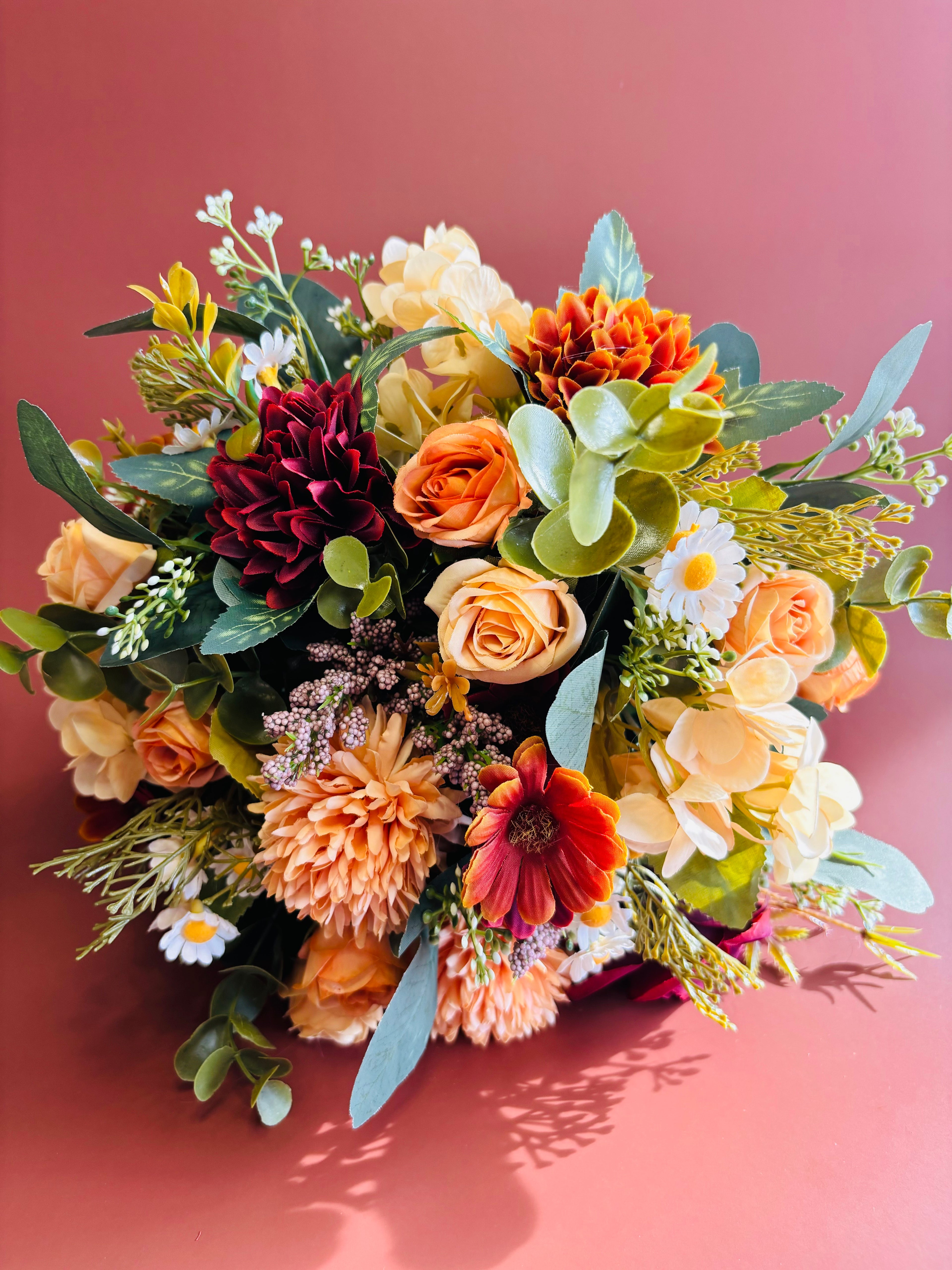 Peach Artificial Floral Grave Tribute - Long Lasting