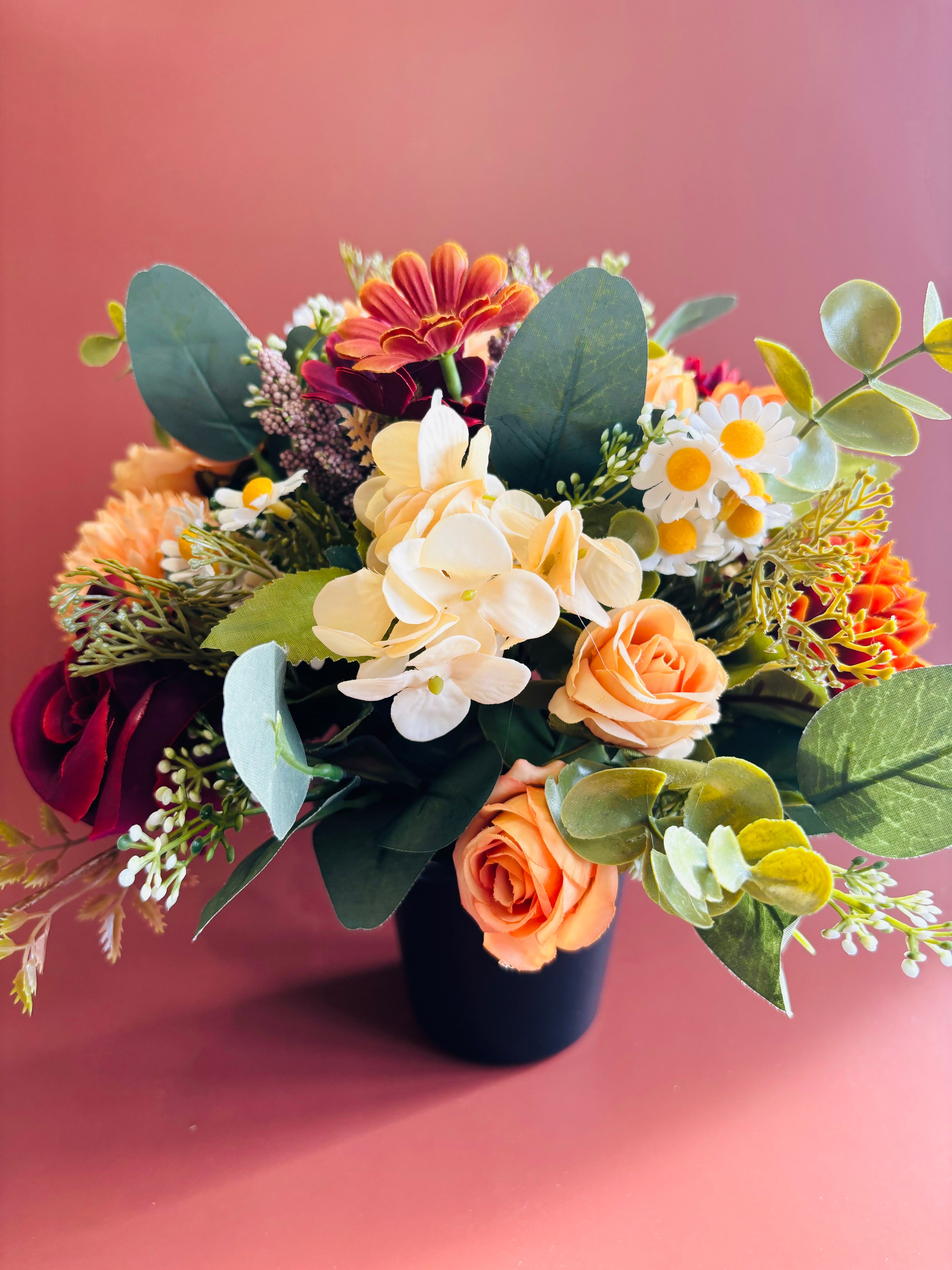 Peach Artificial Floral Grave Tribute - Long Lasting